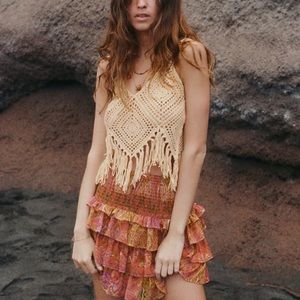 NWT Zara crochet knit fringe top